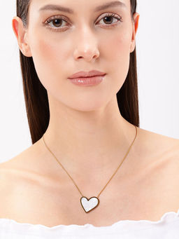 Carlton London - 18Kt Gold Plated Stainless Steel Shell Heart Necklace