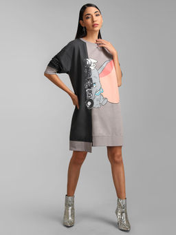 Kazo - Dumbo Disney Printed Sequin Color Block Sweat Dress