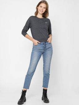 ONLY - Round Neck Long Sleeve Sweatshirt With Only Branding Print Detail