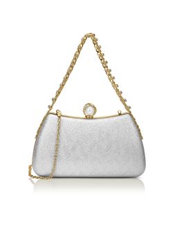 Lavie Signature - Updo Framed Clutch with Detachable Chain -Silver (S)