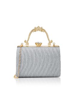 Lavie Signature - Glisten Framed Clutch with Detachable Chain -Silver (S)