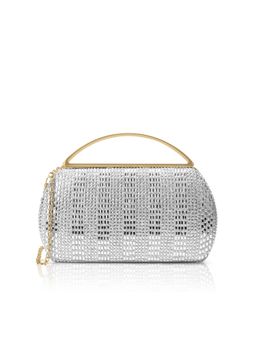 Lavie Signature - Bun Handle Clutch with Detachable Chain -Silver (S)