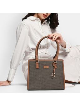 Lavie Luxe - Women's Monogram Quad Handbag with Detachable Strap -Brown (M)