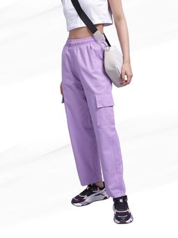 BROOWL - Lavender Solid Straight Fit Trouser
