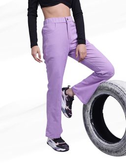 BROOWL - Lavender Solid Bootcut Fit Trouser