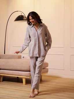 SAY - Grey Checks Regular Fit Shirt and Pant