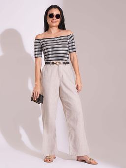 Globus - Beige Solid Straight Fit Trouser