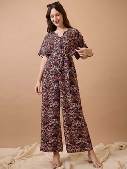 Globus - Multi-Color Floral Regular Fit Jumpsuit and Belt