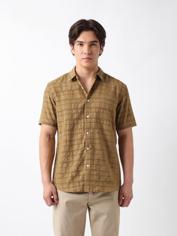 The Bear House - Mens Brown Casual Shirt