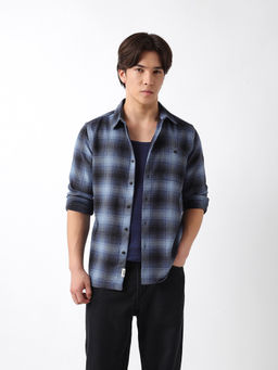 The Bear House - Mens Blue Checks Casual Shirt