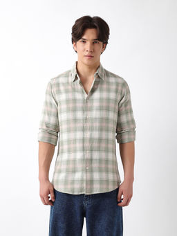 The Bear House - Mens Green Checks Casual Shirt