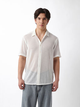 The Bear House - Mens White Casual Shirt