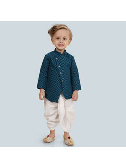 ETHNIKS NEURON - Boys Teal Sequence Kurta with Dhoti Pant (Set of 2)