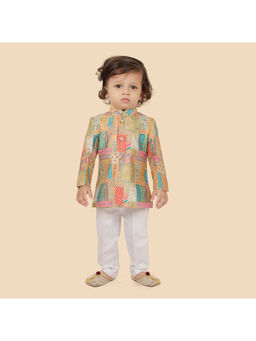 ETHNIKS NEURON - Boys Multi-Color Chanderi Silk Indo Kurta with Pyjama (Set of 2)