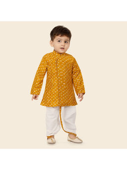 ETHNIKS NEURON - Boys Mustard Pure Cotton Kurta with Dhoti Pant (Set of 2)