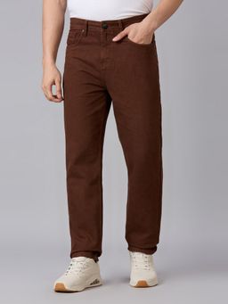Style Quotient - Men's Brown Relaxed Fit Jeans