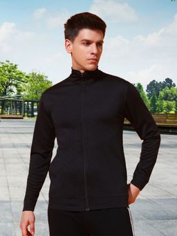 Glito - Men's Polyester Black Solid High Neck Jacket