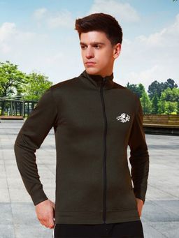 Glito - Men's Polyester Olive Solid High Neck Jacket