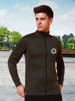 Glito - Men's Polyester Olive Solid High Neck Jacket