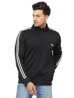 Glito - Men's Polyester Black Stripes High Neck Jacket