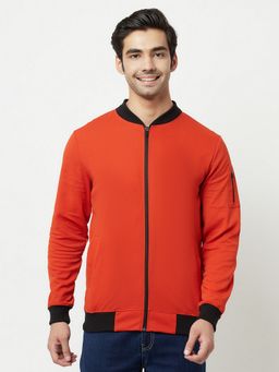 Glito - Men's Polyester Orange Solid Collar Neck Jacket