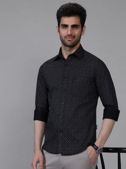 Kenneth Cole - Men's Black Collar Neck Checked Slim Fit Shirt