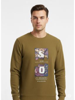 Parcel Yard - Green Crew Neck Typography Full Sleeves Sweatshirt