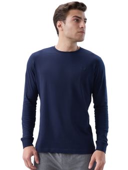 Park Avenue - Men's Blue Pure Cotton Crew Neck Solid/Plain T-Shirt