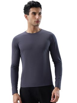 Park Avenue - Grey Polyester Blend Crew Neck Textured T-Shirt
