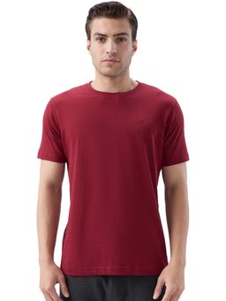 Park Avenue - Men's Maroon Pure Cotton Crew Neck Solid/Plain T-Shirt