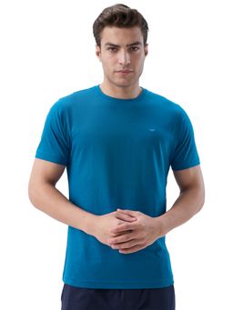 Park Avenue - Men's Blue Pure Cotton Crew Neck Solid/Plain T-Shirt