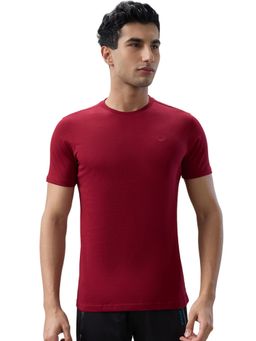 Park Avenue - Men's Maroon Pure Cotton Crew Neck Solid/Plain T-Shirt