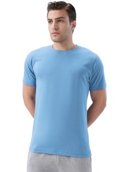 Park Avenue - Men's Blue Pure Cotton Crew Neck Solid/Plain T-Shirt