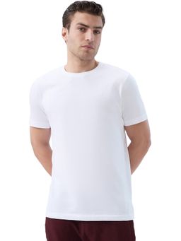 Park Avenue - White Men's Pure Cotton Crew Neck Solid/Plain T-Shirt