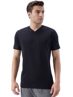 Park Avenue - Black Pure Cotton V-Neck Solid/Plain T-Shirt