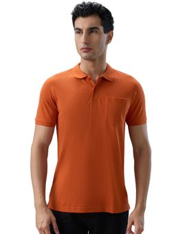 Park Avenue - Brown Polyester Blend Collar Neck Solid/Plain Polo T-Shirt