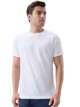 Park Avenue - White Pure Cotton Men's Crew Neck Solid/Plain T-Shirt
