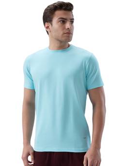 Park Avenue - Blue Polyester Blend Crew Neck Solid/Plain T-Shirt