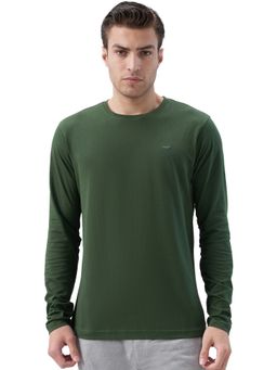 Park Avenue - Green Pure Cotton Crew Neck Solid/Plain T-Shirt