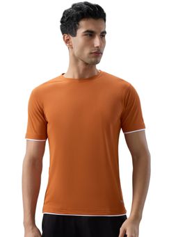 Park Avenue - Orange Polyester Crew Neck Solid/Plain T-Shirt
