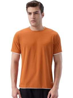 Park Avenue - Brown Polyester Crew Neck Solid/Plain T-Shirt