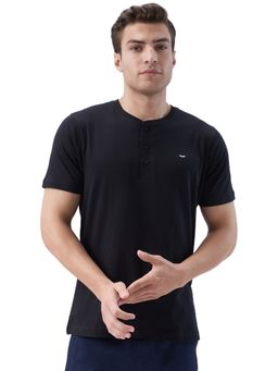 Park Avenue - Black Pure Cotton Crew Neck Solid/Plain T-Shirt