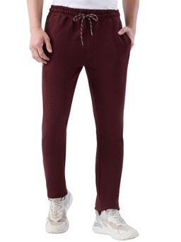 Park Avenue - Maroon Cotton Blend Textured Track Pant