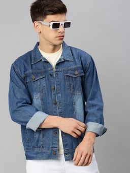 Voxati - Men's Denim Solid Collar Neck Jacket
