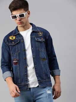 Voxati - Men's Denim Solid Collar Neck Jacket