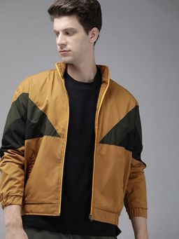 Voxati - Men's Polyester Khaki Solid High Neck Jacket