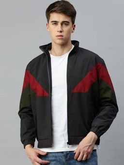 Voxati - Men's Polyester Grey Solid High Neck Jacket