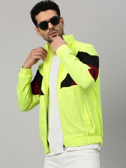 Voxati - Men's Polyester Green Solid High Neck Jacket