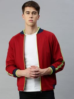 Voxati - Men's Cotton Maroon Solid High Neck Jacket