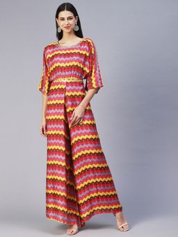 FASHOR - Abstract Printed Hand Embroidered with Belt Multi-color (Set of 2)